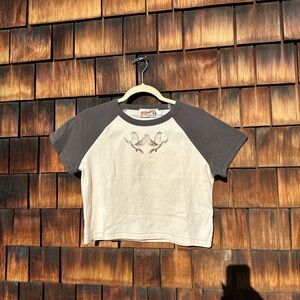 Casual Cream and Black Crop Top